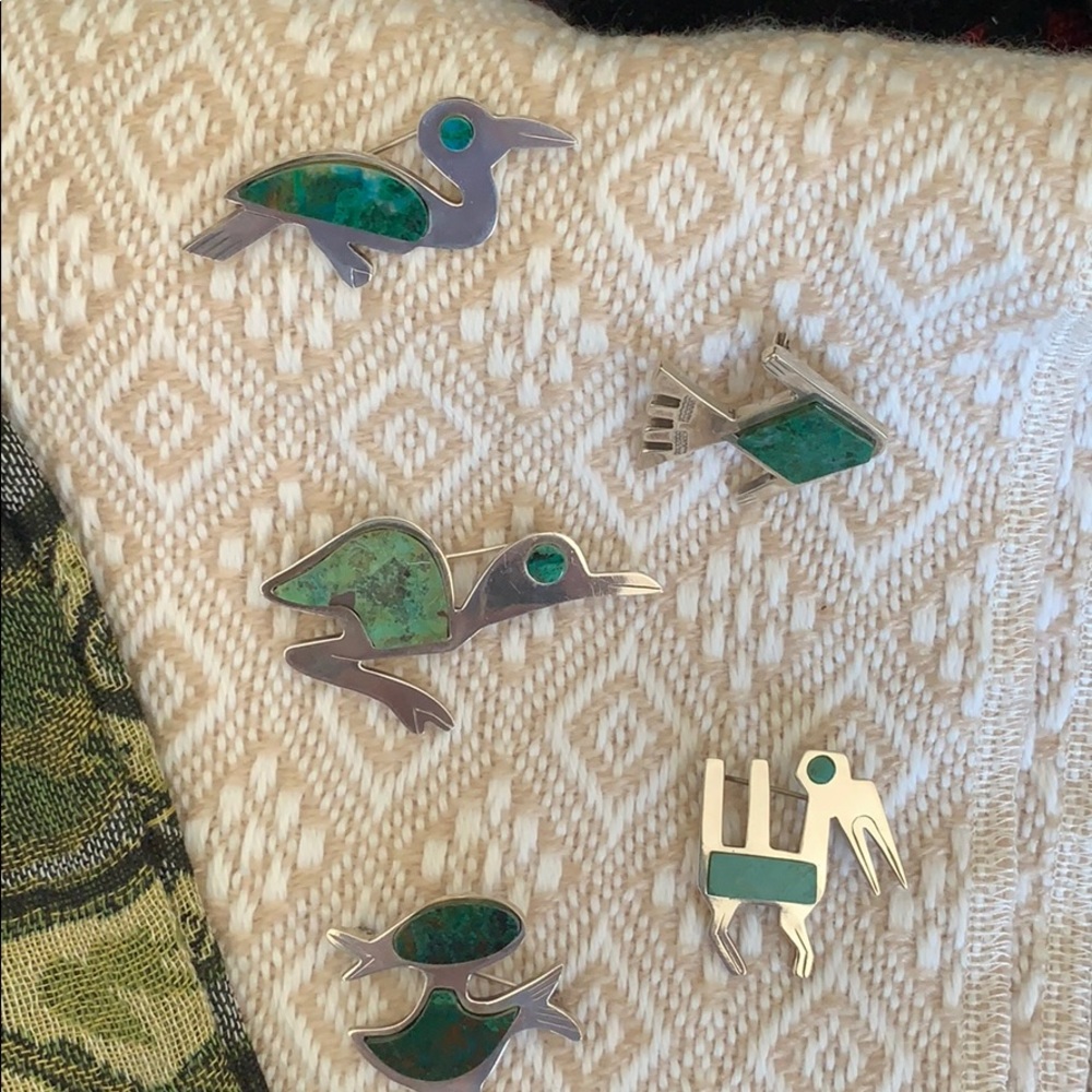 Unique Silver and turquoise broach duck/bird